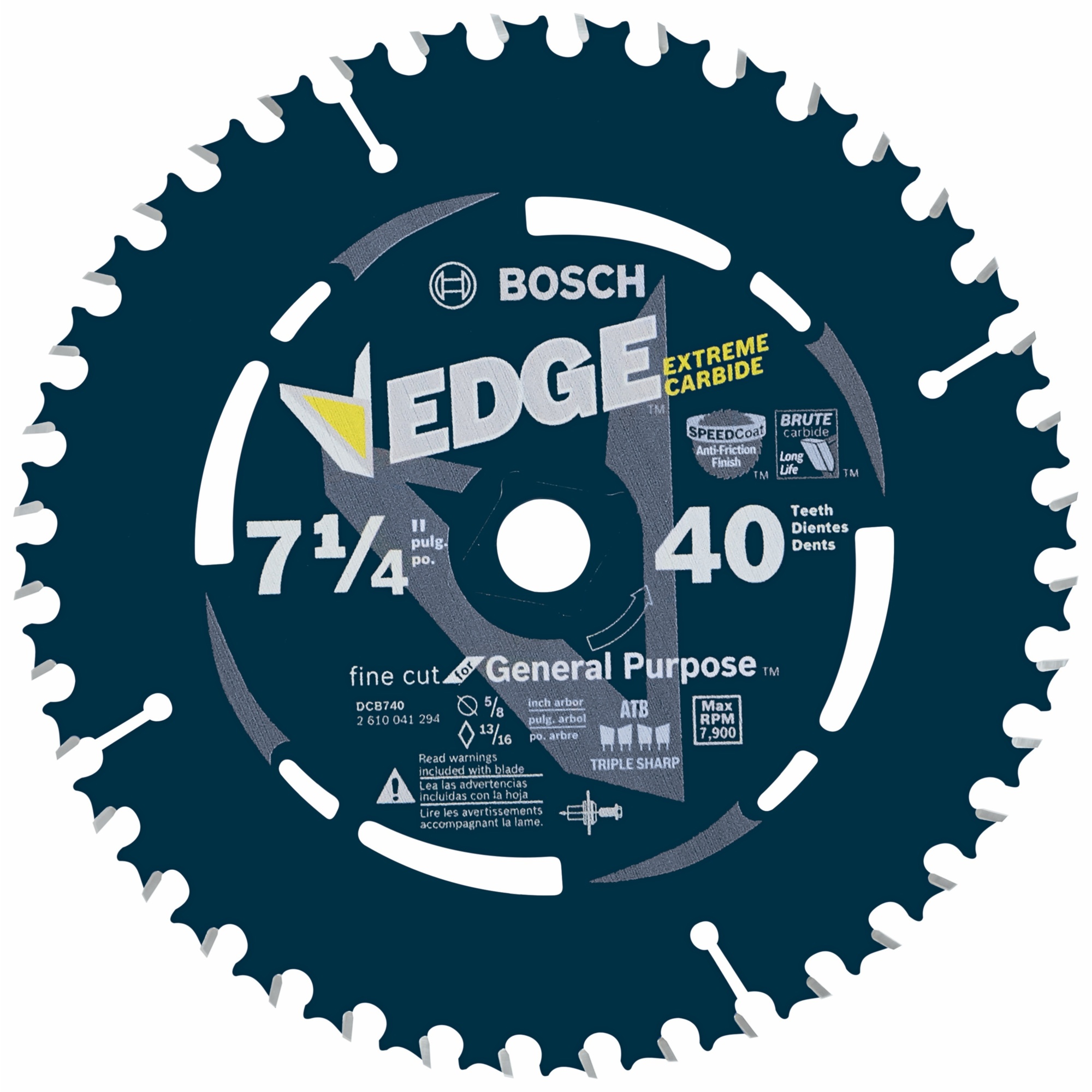 Bosch Edge Circular Saw Blade — 7 1/4in., 40 Tooth, Fine Finish, Model# DCB740